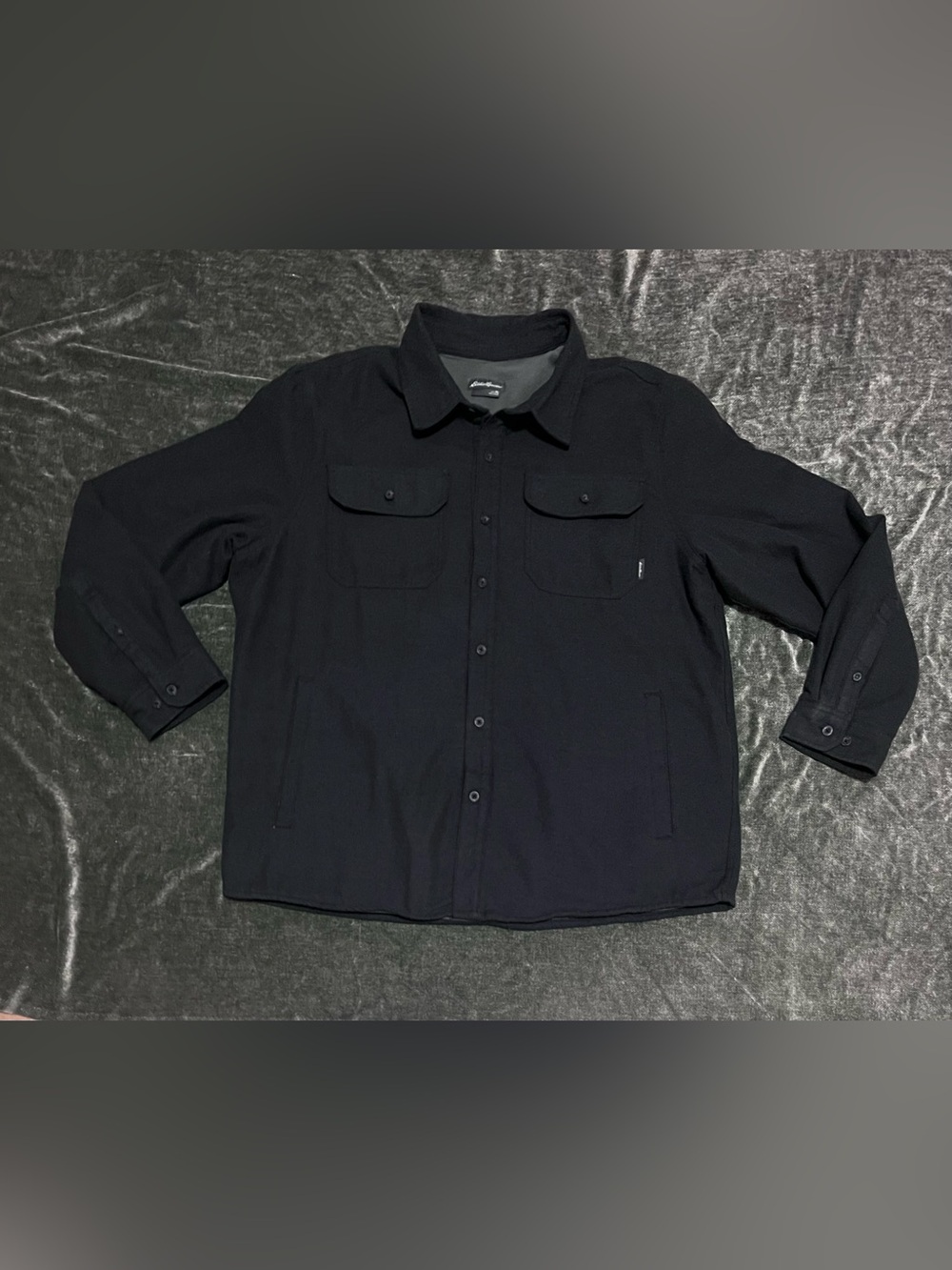 Eddie Bauer Shirt Jacket Fleece Lined Men’s Size XL Grey Button Up